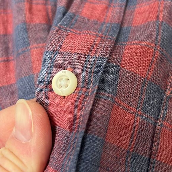 Banana Republic 100% Linen Men’s Long Sleeve Camden Fit Check Button Up Medium - Picture 6 of 8